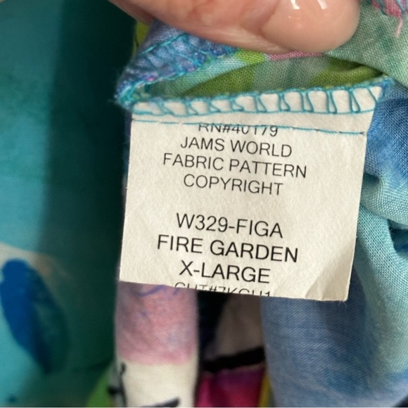 JAMS WORLD Fire Garden Print Hattie Dress Tiered Ruffle Hawaiian Artsy Size XL - Picture 12 of 14